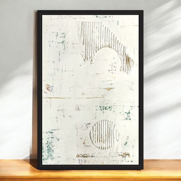 Original Framed Minimalist Modern Art Collage Painting 12x18 